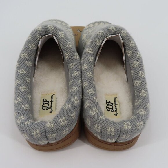 Dearfoams Large 9-10 Gray Sweater Knit Indoor Outdoor Memory Foam Slippers NEW - Picture 5 of 12